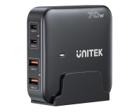 Ładowarka i akumulator UNITEK Ładowarka biurkowa GaN 70W 2x USB-A 2x USB-C P1228ABK